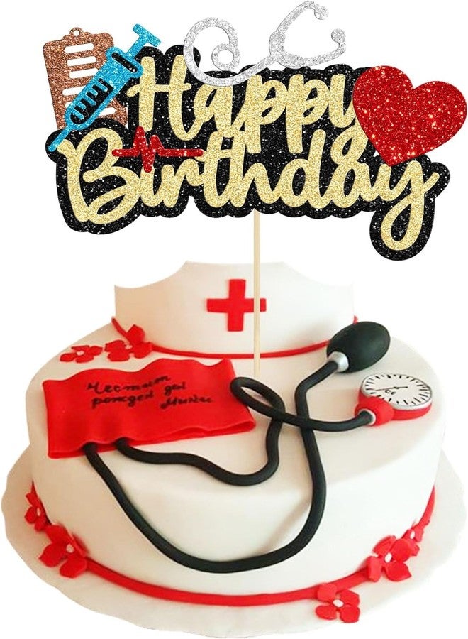 Confetti! Glitter Nurse Happy Birthday Cake Topper - Doctor Nurse Themed Cake Decorations - Celebrate with Style! - Image 1